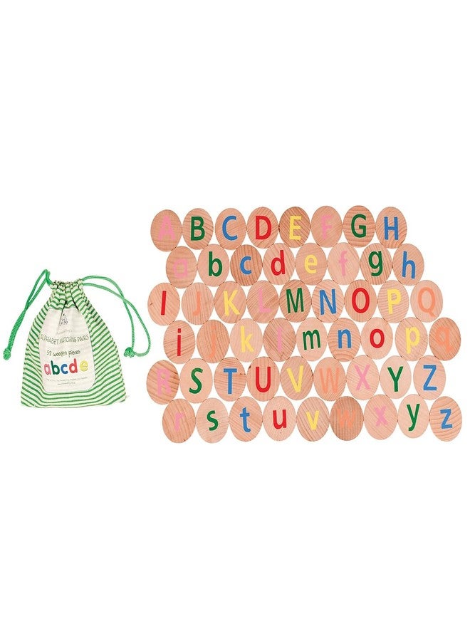 The Freckled FROG-FF2999 Matching Pairs - Alphabet - Set of 52 - Ages 2+ - Wooden Memory Game for Preschoolers and Elementary Kids - Match Uppercase and Lowercase - Teach Letters, Words and Colors - Image 1